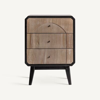 Toronto wooden 3-drawer bedside table - 48x35x66cm