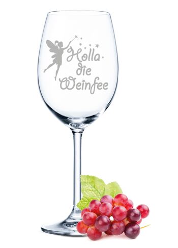 Verre à vin gravé Leonardo Daily - Holla la fée du vin - 460 ml - Convient pour le vin rouge et blanc 1