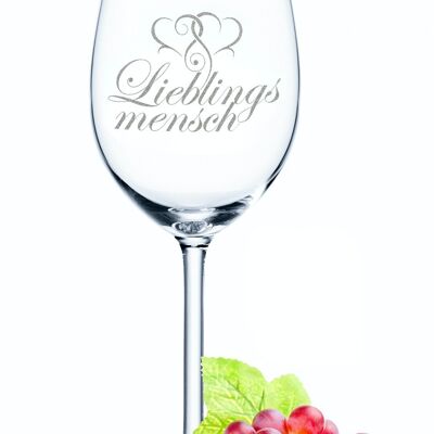 Bicchiere da vino con incisione giornaliera Leonardo - Persona preferita - 460 ml - Adatto sia per vino rosso che bianco