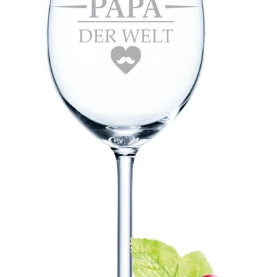 Bicchiere da vino con incisione giornaliera Leonardo - Il papà migliore del mondo - 460 ml - Adatto sia per vino rosso che bianco