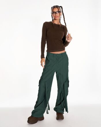 Green Knight - Pantalon cargo parachute avec pompons - Vert 2