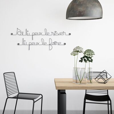 Décoration Murale Métal - Citation " Si tu peux le rêver, tu peux le faire " - à punaiser - Bijoux de Mur