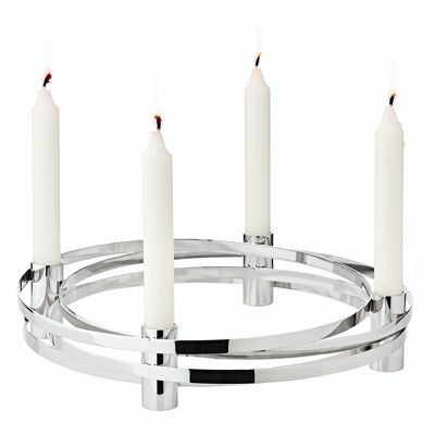 Advent wreath Avia (Ø 30 cm), aluminium, nickel-plated, silver-coloured, for candles