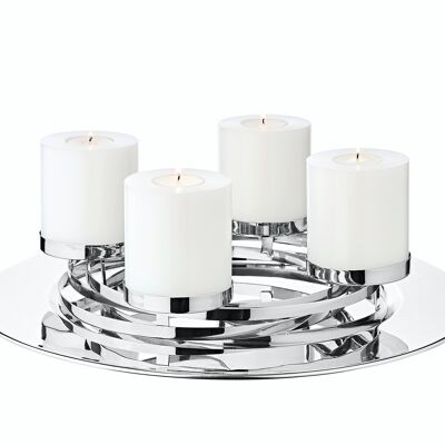 Advent wreath La Annabell (Ø 40 cm), stainless steel, silver-coloured, for pillar candles ø 8 cm