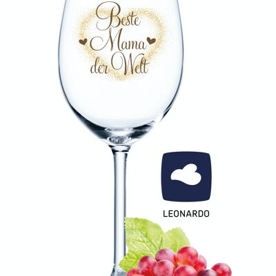 Leonardo Daily Bicchiere da vino stampato UV - La migliore mamma del mondo - 460 ml - Adatto sia per vino rosso che bianco