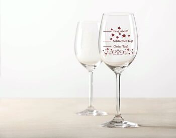 Verre à vin imprimé UV Leonardo Daily - Bad Day, Good Day, Don't Ask! - 460 ml - Convient pour le vin rouge et le vin blanc 2