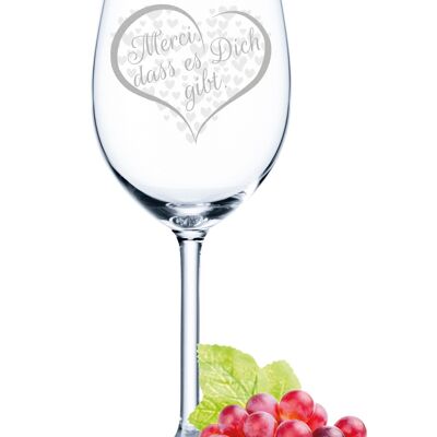 Leonardo Daily Engraved Wine Glass - Merci, that you exist - 460 ml - Suitable for red and white wine