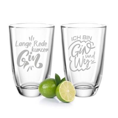 Montana GIN glasses with engraving in a set of 2 - long story short gin & I'm gin and gone - 430 ml