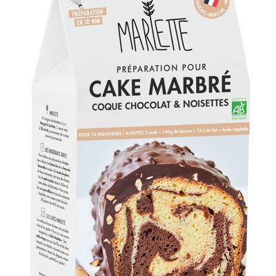 Préparation pour gâteaux bio : Cake Marbré, coque Chocolat & Noisettes - Pour 8 personnes - 570g