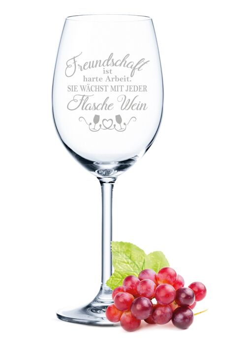 Leonardo Daily Weinglas mit Gravur - Freundschaft ist harte Arbeit - 460 ml - Geeignet für Rotwein und Weißwein