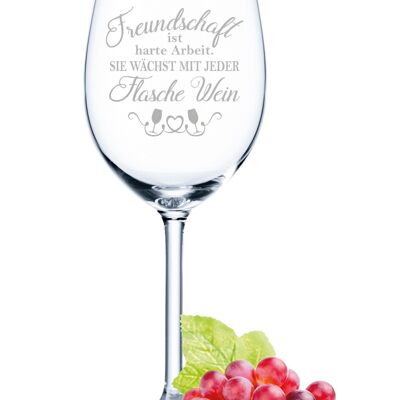 Leonardo Daily Engraved Wine Glass - Friendship is Hard Work - 460ml - Suitable for both red and white wine