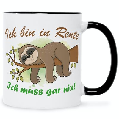 Printed mug with saying - sloth retired - 330 ml