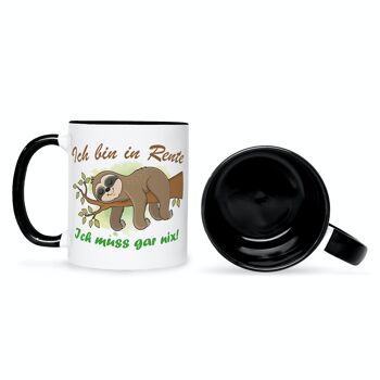 Mug imprimé avec dicton - paresseux à la retraite - 330 ml 3