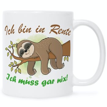 Mug imprimé avec dicton - paresseux à la retraite - 330 ml 6