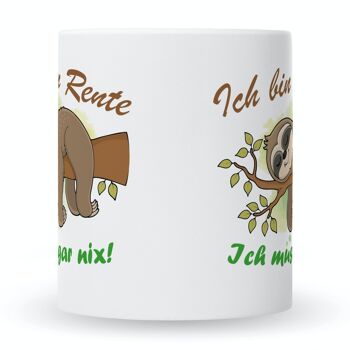 Mug imprimé avec dicton - paresseux à la retraite - 330 ml 7