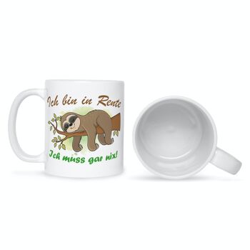 Mug imprimé avec dicton - paresseux à la retraite - 330 ml 9