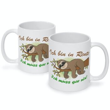 Mug imprimé avec dicton - paresseux à la retraite - 330 ml 11