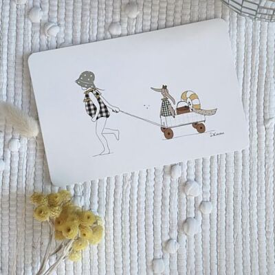 Illustrated card, summer at the sea