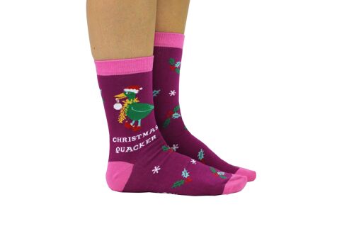 CHRISTMAS QUACKERS  - 1 Matching Pair of Socks |Cockney Spaniel| UK 4-8, EUR 37-42, US 6.5 -10.5
