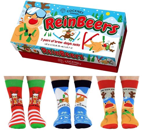 REINBEERS - 3 Matching Pairs of Socks |Cockney Spaniel| UK 6-11, EUR 39-46, US 6.5-11.5