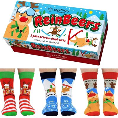 REINBEERS - 3 pares de calcetines a juego |Cockney Spaniel| Reino Unido 6-11, EUR 39-46, EE. UU. 6.5-11.5