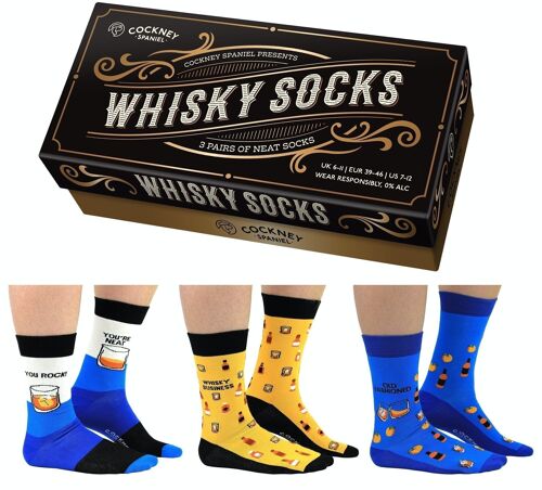 WHISKY SOCKS - 3 Matching Pairs of Socks |Cockney Spaniel UK 6-11, EUR 39-46, US 6.5-11.5