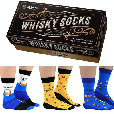 WHISKY SOCKS - 3 Matching Pairs of Socks |Cockney Spaniel UK 6-11, EUR 39-46, US 6.5-11.5