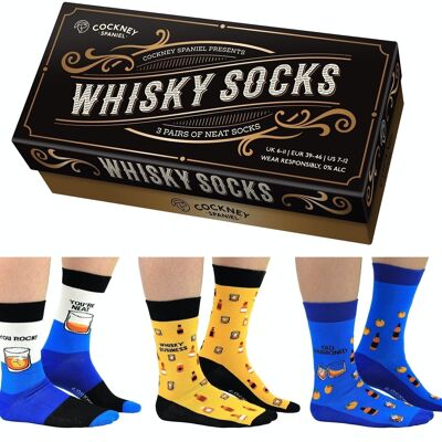 CHAUSSETTES WHISKY - 3 paires de chaussettes assorties | Cockney Spaniel UK 6-11, EUR 39-46, US 6.5-11.5