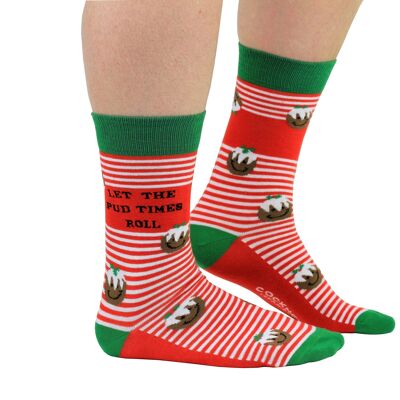 LET THE PUD TIMES ROLL - 1 PAIR OF COCKNEY SPANIEL SOCKS UK 6-11, EUR 39-46, US 6.5-11.5