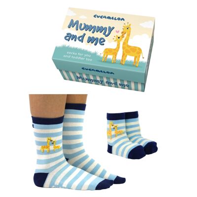 MUMMY AND ME- 2 pairs of Giraffe socks | Gift box |Cucamelon| UK 4-8, 1-2 YEARS