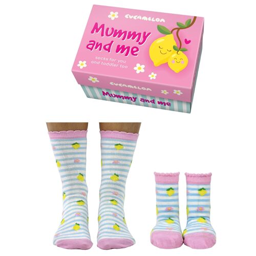 MUMMY AND ME - 2 pairs of Lemon socks | Gift box | Cucamelon| UK 4-8, 2-4 YEARS