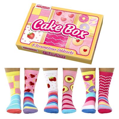CAJA DE TARTA | Caja de regalo para adultos de 6 calcetines Odd - United Oddsocks| Reino Unido 4-8, EUR 37-42, EE. UU. 6.5-10.5