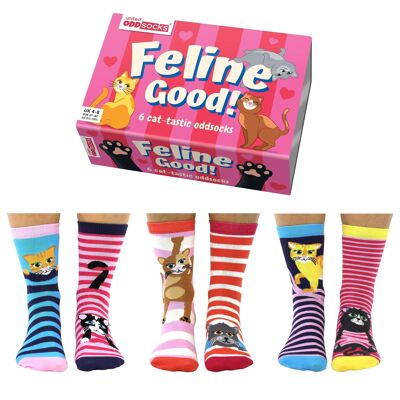 FELINE GOOD | 6 Odd Socks Adult Gift Box - United Oddsocks| UK 4-8, EUR 37-42, US 6.5 -10.5