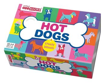 HOT-DOGS | Coffret cadeau adulte 6 chaussettes impaires - United Oddsocks| Royaume-Uni 4-8, EUR 37-42, États-Unis 6.5-10.5 3
