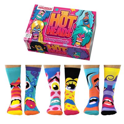 THE HOT HEADS | 6 Odd Socks Adult Gift Box - United Oddsocks| UK 4-8, EUR 37-42, US 6.5 -10.5