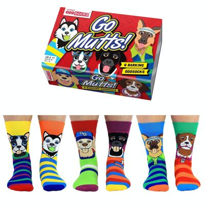 GO MUTTS | 6 Odd Socks Adult Gift Box - United Oddsocks| UK 6-11, EUR 39-46, US 6.5-11.5