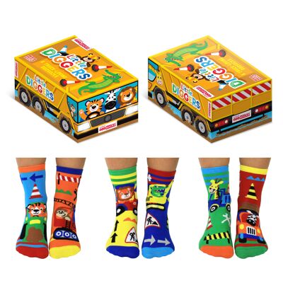 LITTLE DIGGERS | Confezione regalo con 6 calzini spaiati - United Oddsocks