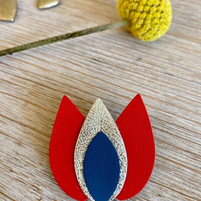 La Broche Tulipe en cuir