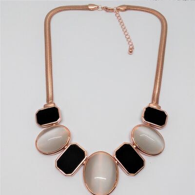 Necklace rose gold/stones resin