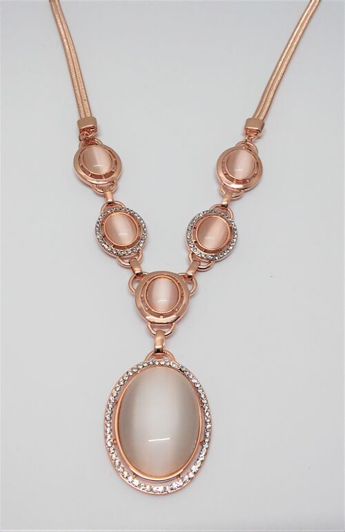 Collier rose´gold Kristall/Steine Harz