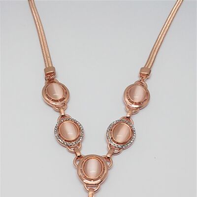 Necklace rose´gold crystal/stones resin