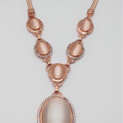 Collar oro rosa cristal/piedras resina