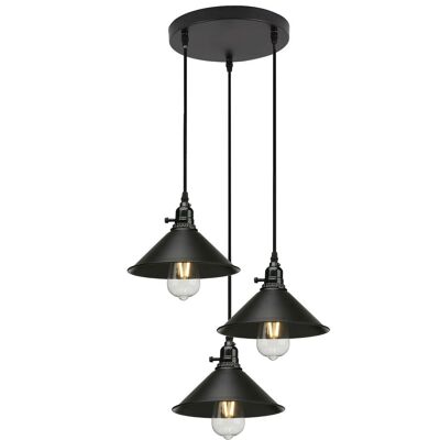 3 Way Vintage Industrial Ceiling Pendant Light Metal Retro Loft Hang Lampshade~1305