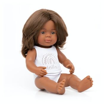 Miniland Poupées: POUPÉE FILLE ABORIGÈNE AUSTRALIEN 38cm, parfumée vanille,  imperméable, poupée sexuée, en résine, en boîte cadeau. Made in ES, 10m+ 2