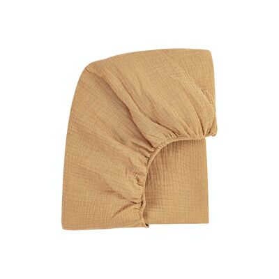 Couverture de feuille 2 pièces. pour matelas pour berceau (mousseline de coton + jersey de bambou) - CARAMEL