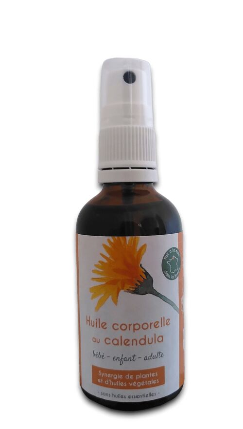 Huile corporelle au calendula - Synergie d'huiles végétales et de plantes médicinales