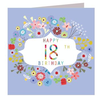 FLN18 Floral 18e carte d'anniversaire