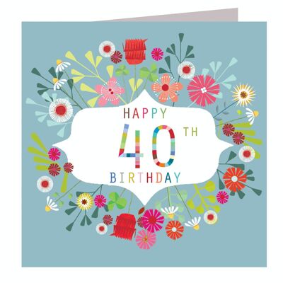 FLN40 Tarjeta floral de 40 cumpleaños