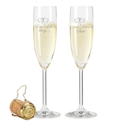 Leonardo champagne glass with engraving - a lifetime by your side - 200 ml - suitable for champagne & sparkling wine