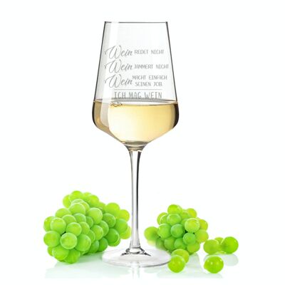 Verre à vin gravé Leonardo Puccini - Le vin ne parle pas - 560 ml - Convient à la fois au vin rouge et au vin blanc